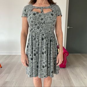 ❤️ SUICIDE SQUAD POCKETS Pattern Fit And Flare Short Sleeve Dress